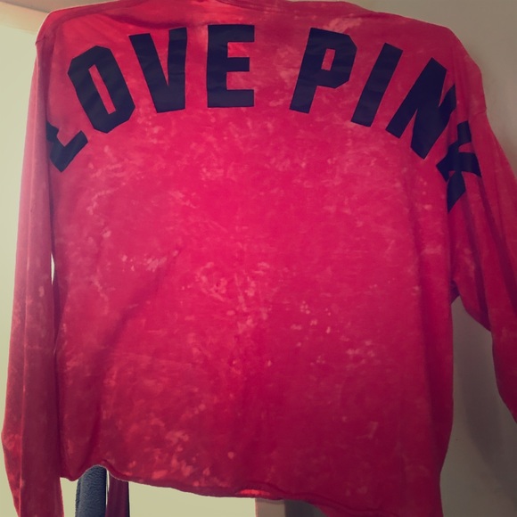 PINK Tie-Dye Long Sleeve Crop Shirt - Picture 1 of 2